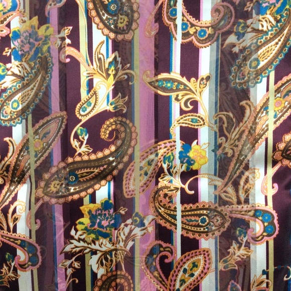 Vintage paisley 60” long rectangular scarf sheer stripes Korea - Picture 5 of 8